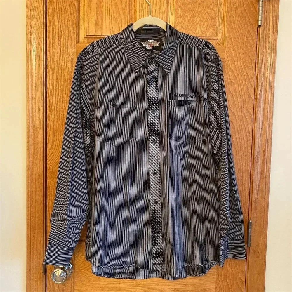 Harley-Davidson Black Striped Button Down Shirt